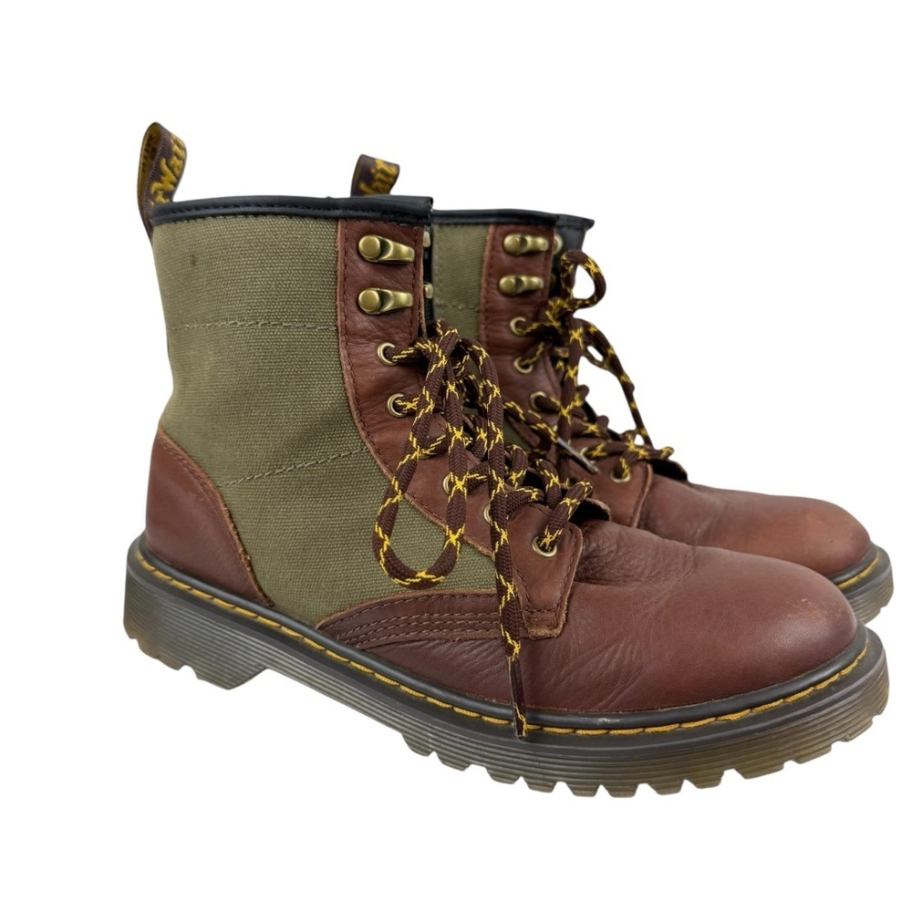 Dr. Martens Youth 1460 Panel Canvas & Leather Lace Up Boots Size 4